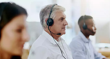 Man at work at a call center.